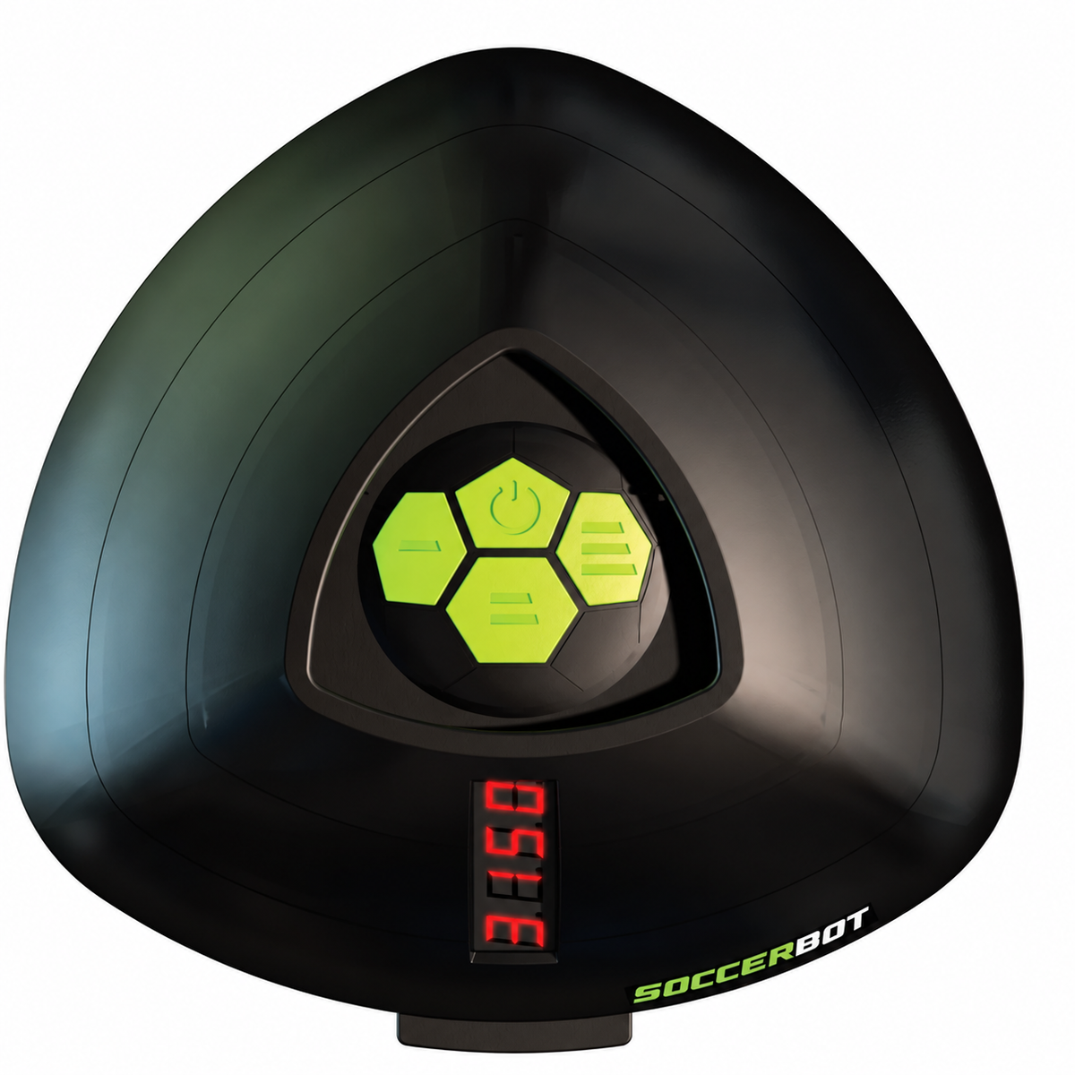 Soccer Bot vu du dessus, commandes de vitesse et écran